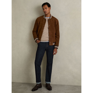 REISS BANRIDGE Suede Stripe Trim Bomber Jacket